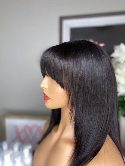 Effortless Allure (Blunt Cut Bob with Bangs – Natural & Chic)